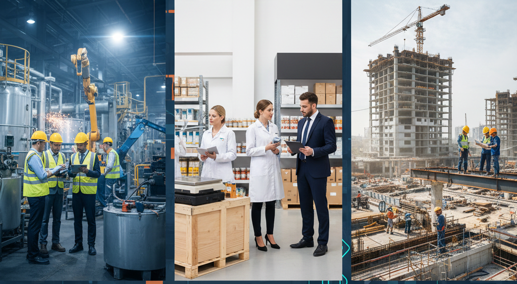 Vue d'un site industriel avec grue et logistique