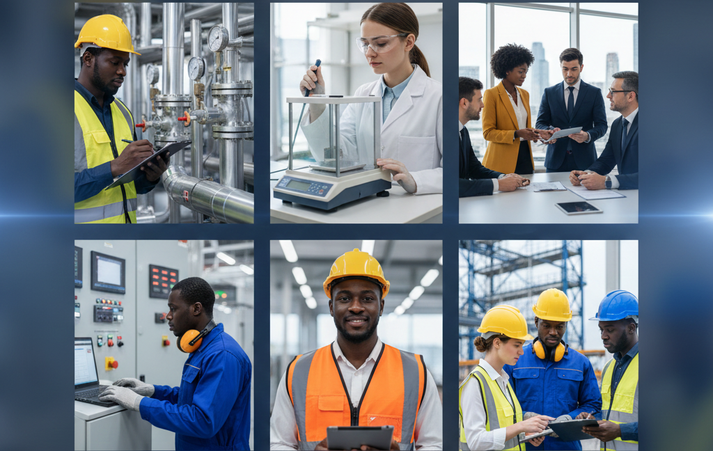 Techniciens et ingénieurs en intervention sur site